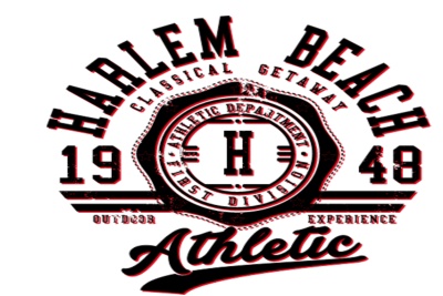 HARLEM BEACH RED ON A GREEN  T_SHIRT